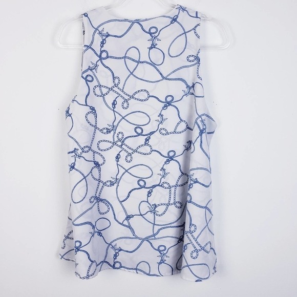 Jenny Boston Boutique Sleeveless White & Blue Rope design Swing Top Size Large - Picture 6 of 11